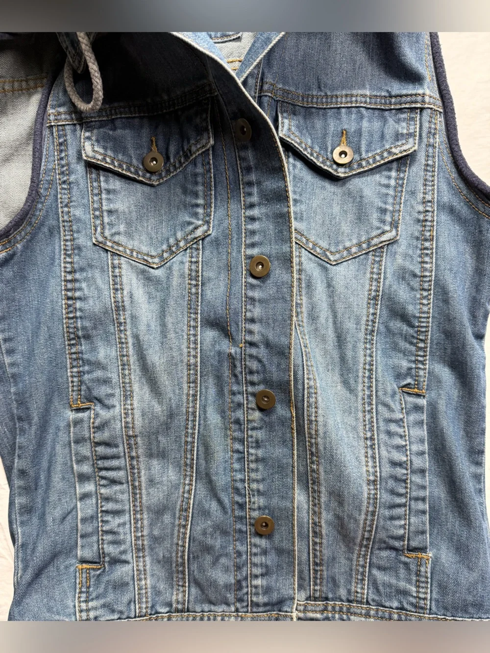 21men Blue Denim Hooded Vest